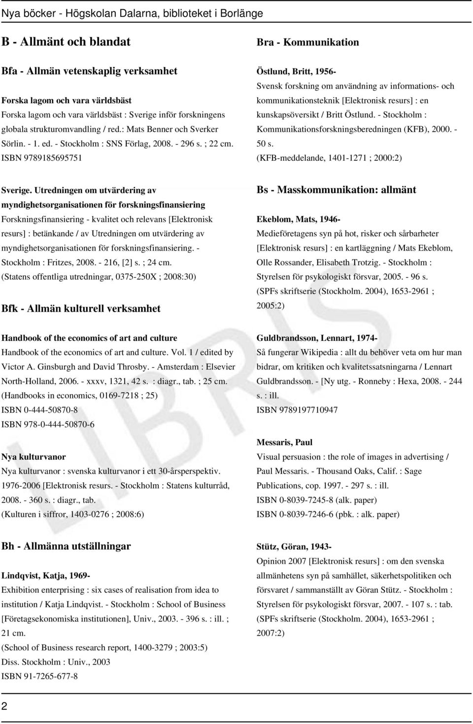 ISBN 9789185695751 Bra - Kommunikation Östlund, Britt, 1956- Svensk forskning om användning av informations- och kommunikationsteknik [Elektronisk resurs] : en kunskapsöversikt / Britt Östlund.