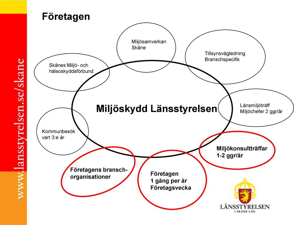 Länsmiljöträff Miljöchefer 2 ggr/år Kommunbesök vart 3:e år