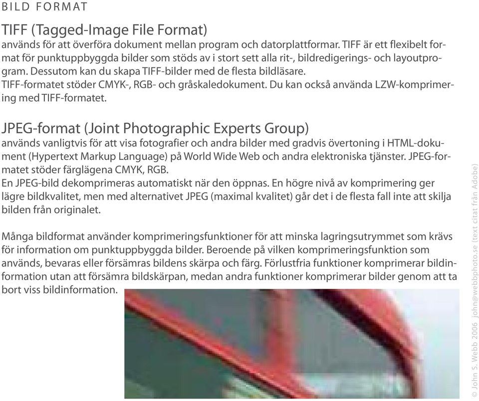 TIFF-formatet stöder CMYK-, RGB- och gråskaledokument. Du kan också använda LZW-komprimering med TIFF-formatet.