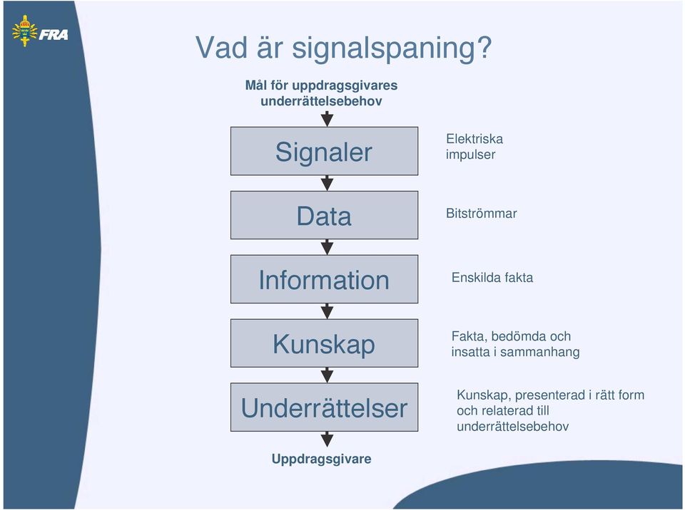 Data Information Kunskap Underrättelser Bitströmmar Enskilda fakta