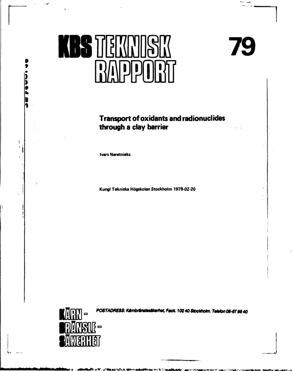 ir- IS 79 9 ra53 Transport of oxidants and radionuclides through a clay