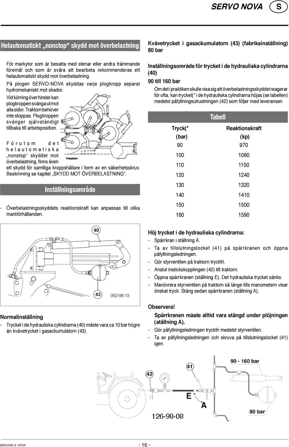 Plogkroppen svänger självständigt tillbaka till arbetsposition.