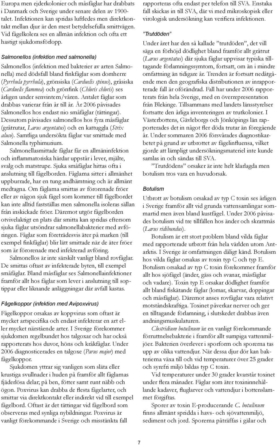 Salmonellos (infektion med salmonella) Salmonellos (infektion med bakterier av arten Salmonella) med dödsfall bland finkfåglar som domherre (Pyrrhula pyrrhula), grönsiska (Carduelis spinus), gråsiska