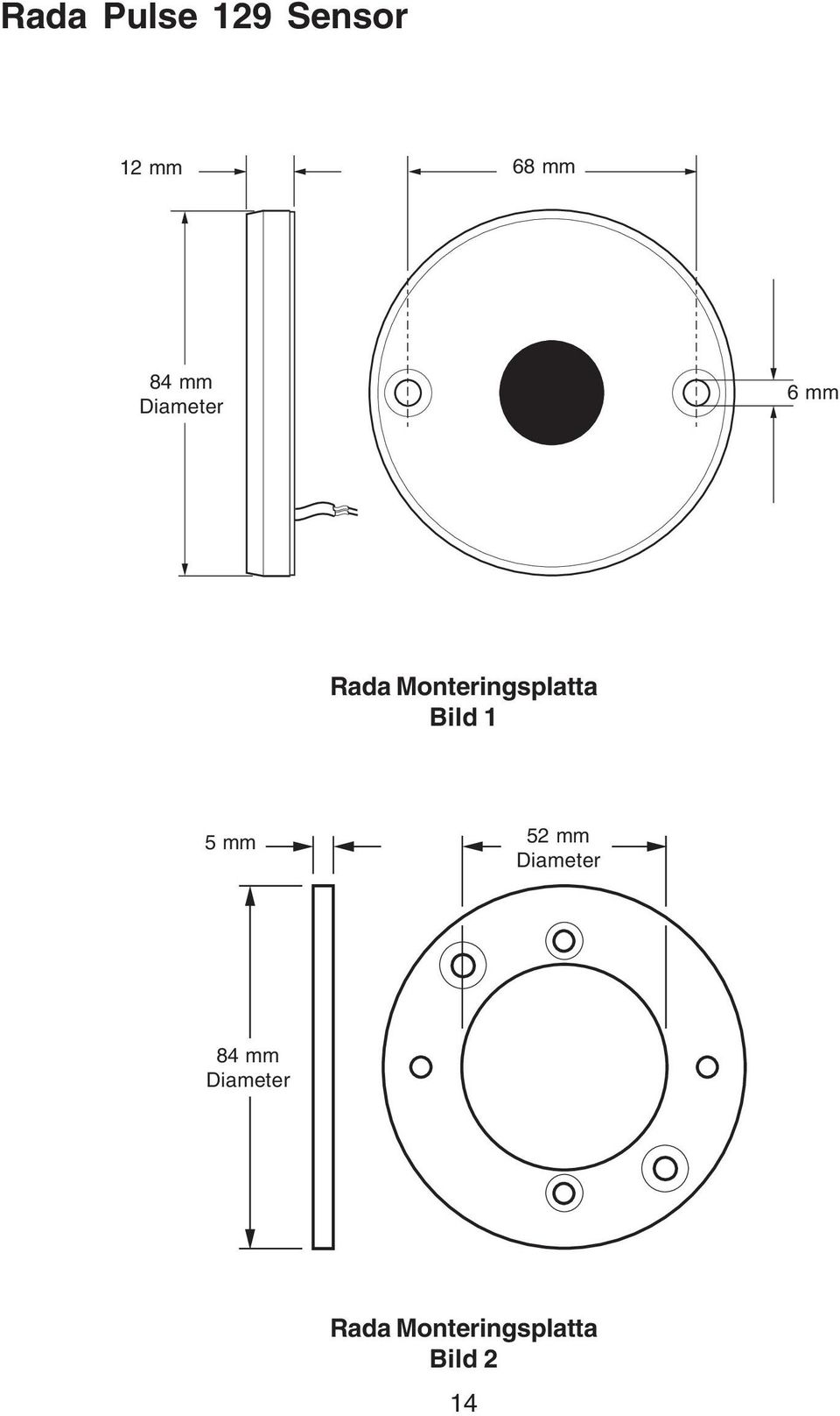 Monteringsplatta Bild 1 5 mm 52 mm