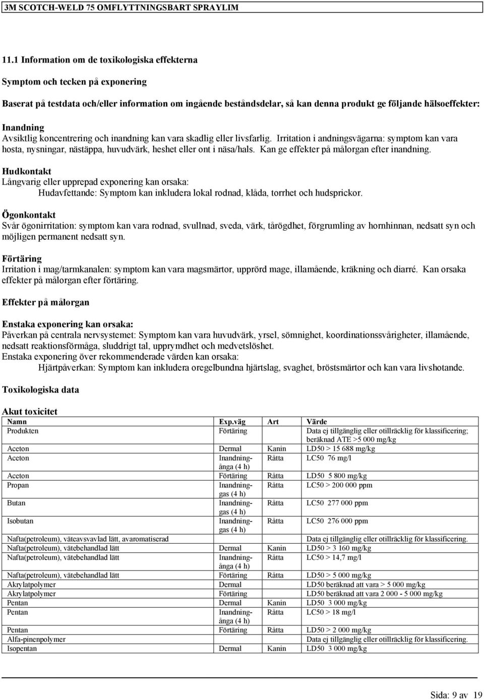 Kan ge effekter på målorgan efter inandning. Hudkontakt Långvarig eller upprepad exponering kan orsaka: Hudavfettande: Symptom kan inkludera lokal rodnad, klåda, torrhet och hudsprickor.