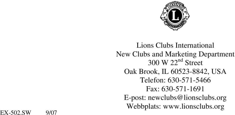 Marketing Department 300 W 22 nd Street Oak Brook, IL