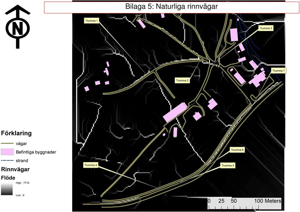 Befintliga byggnader strand Rinnvägar Flöde High :