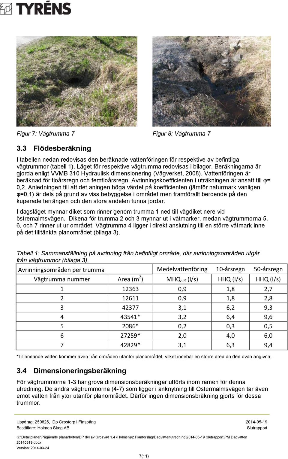 Avrinningskoefficienten i uträkningen är ansatt till φ= 0,2.