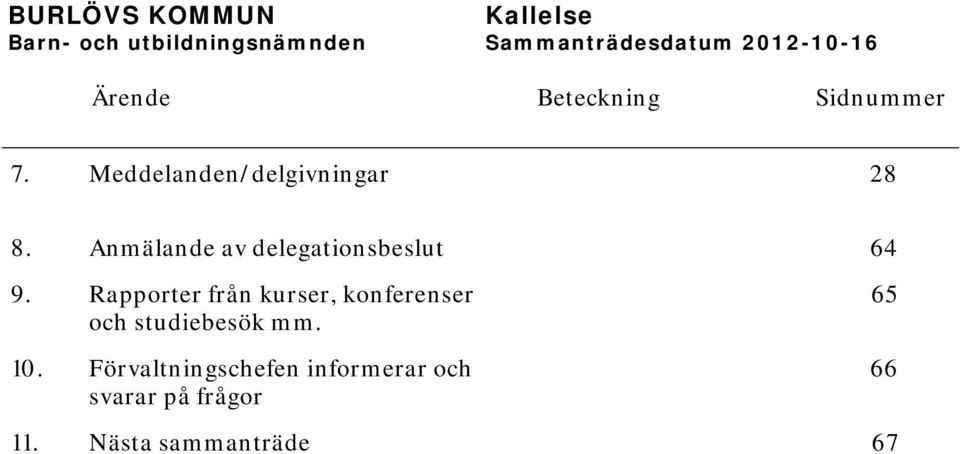 Anmälande av delegationsbeslut 64 9.