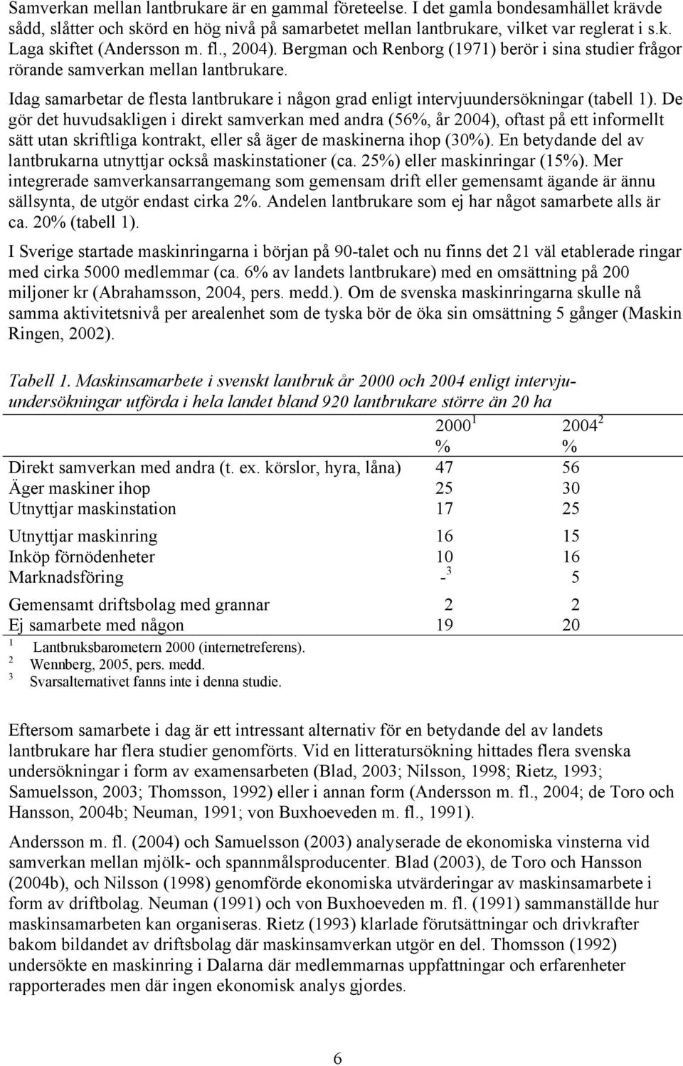 De gör det huvudsakligen i direkt samverkan med andra (56%, år 2004), oftast på ett informellt sätt utan skriftliga kontrakt, eller så äger de maskinerna ihop (30%).