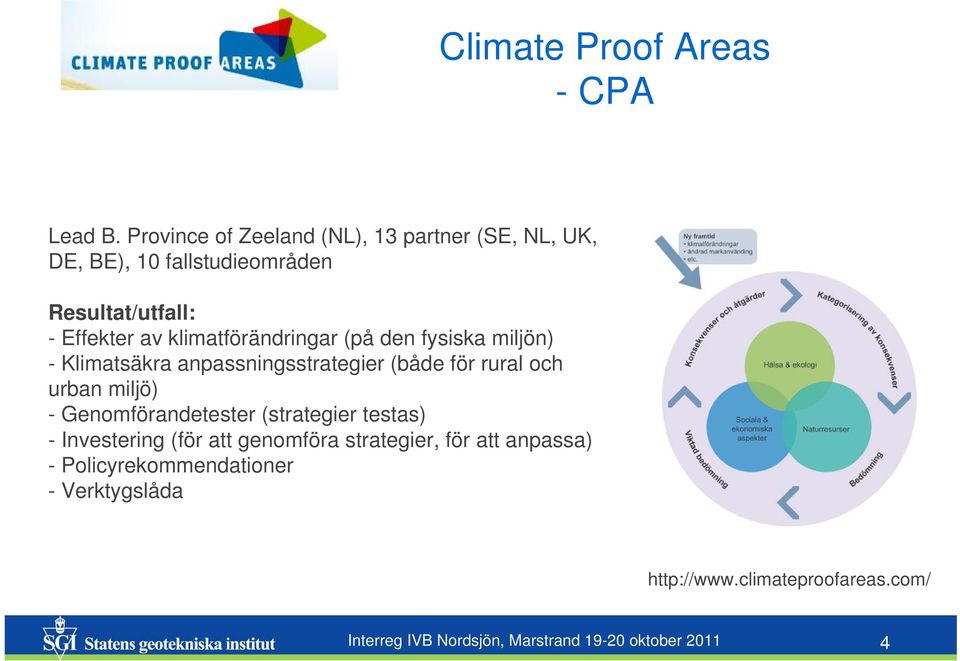 klimatförändringar (på den fysiska miljön) - Klimatsäkra anpassningsstrategier (både för rural och urban miljö) -