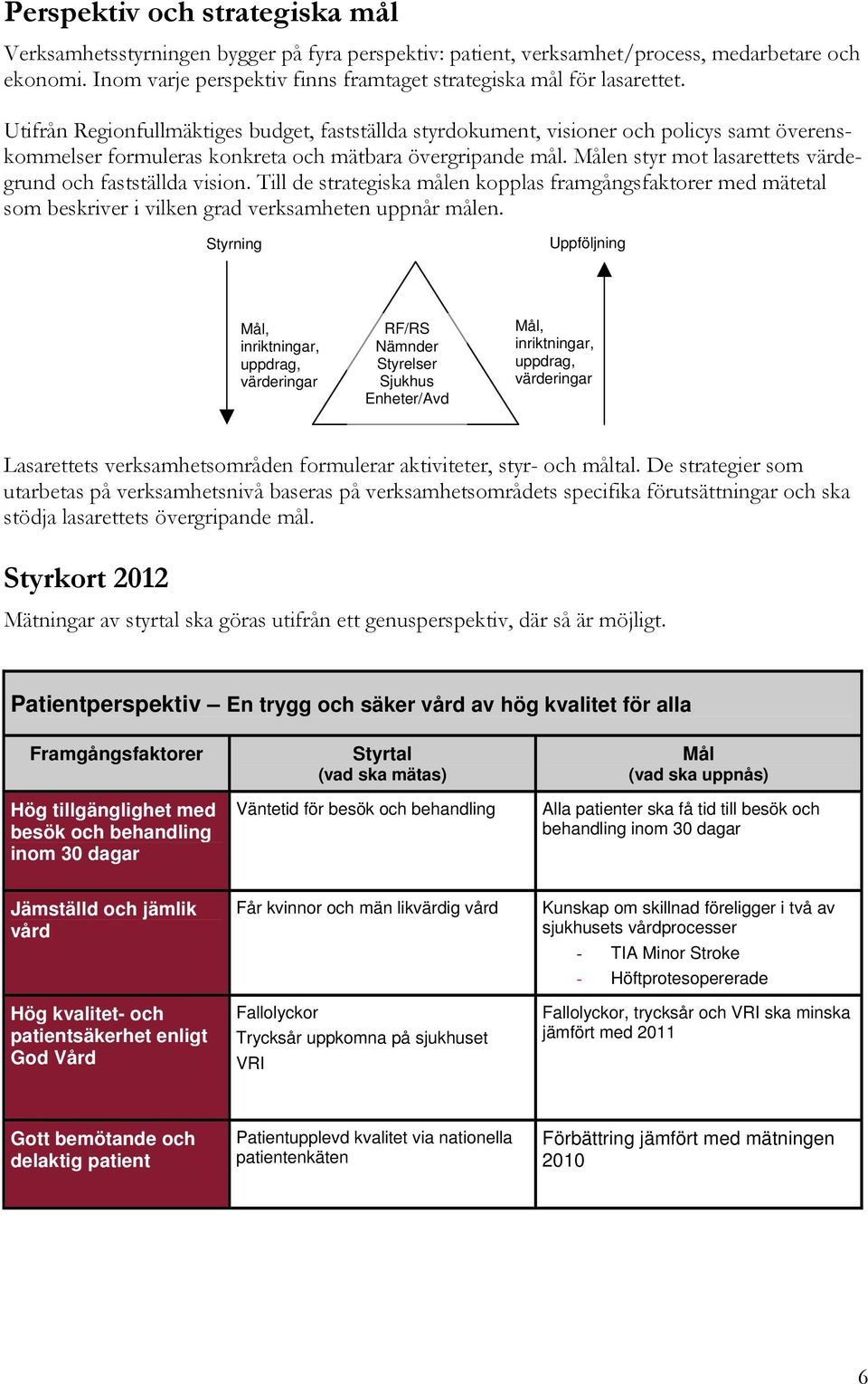 Utifrån Regionfullmäktiges budget, fastställda styrdokument, visioner och policys samt överenskommelser formuleras konkreta och mätbara övergripande mål.