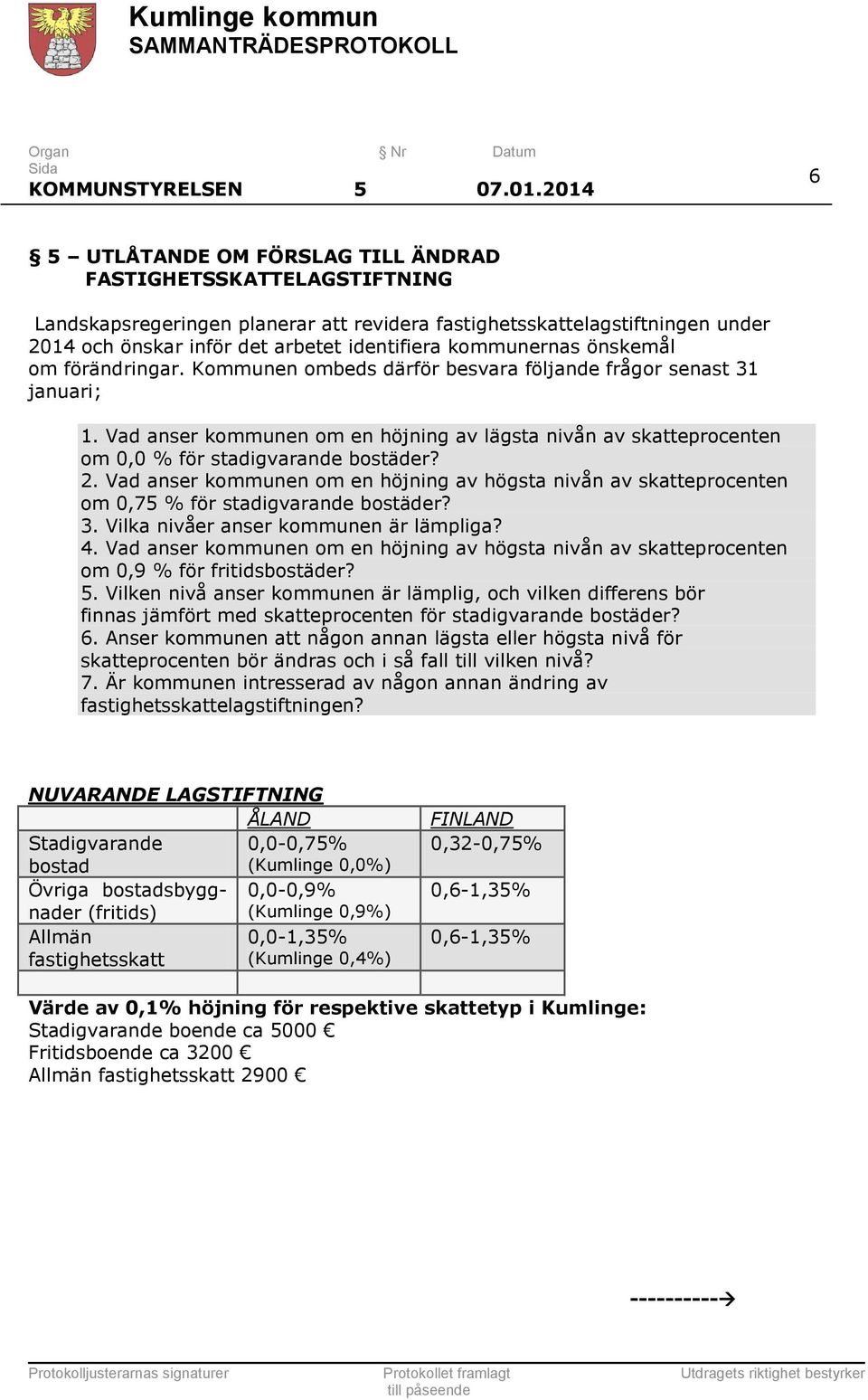 kommunernas önskemål om förändringar. Kommunen ombeds därför besvara följande frågor senast 31 januari; 1.