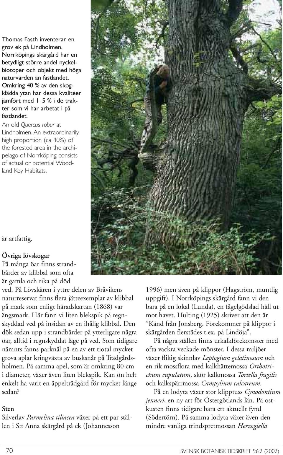 An extraordinarily high proportion (ca 40%) of the forested area in the archipelago of Norrköping consists of actual or potential Wood - land Key Habitats. är artfattig.