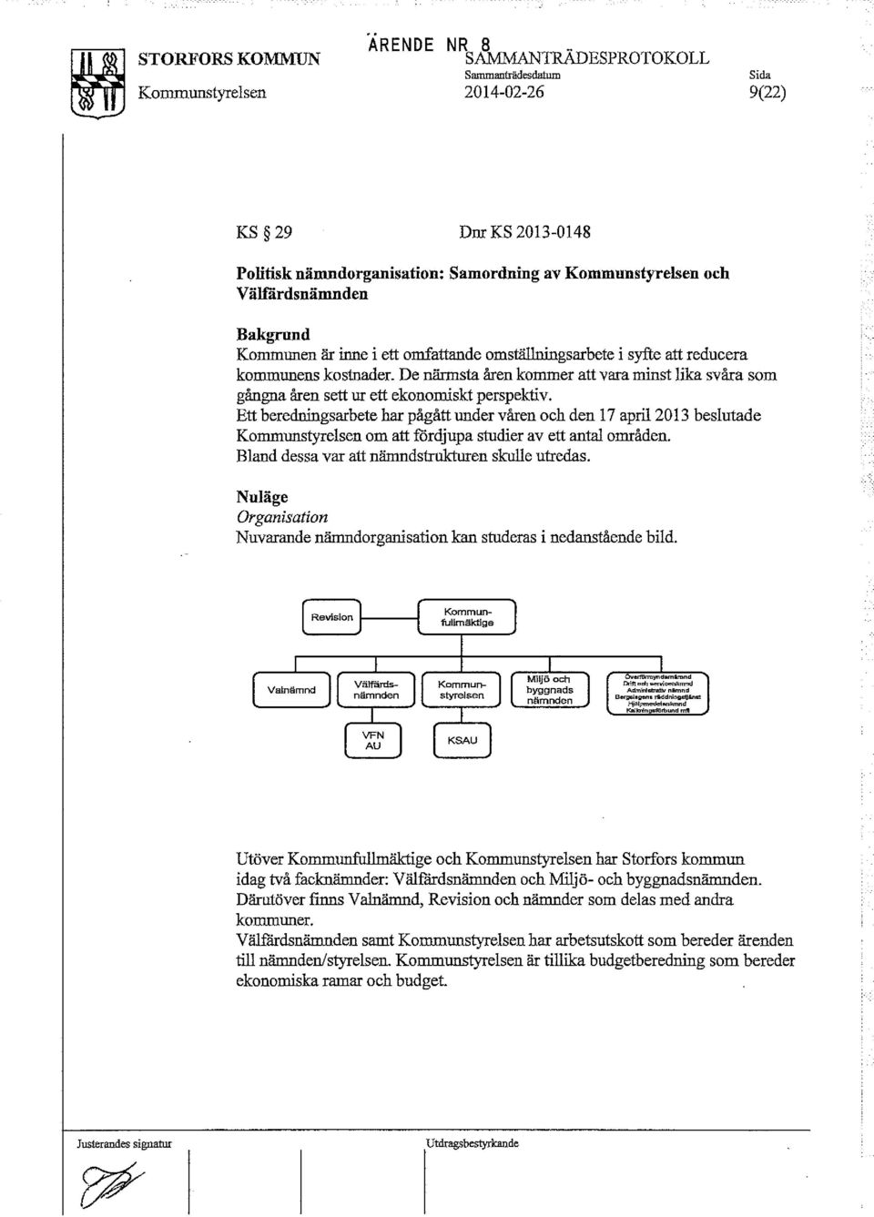 Ett beredningsarbete har pågått under våren och den 17 april 2013 beslutade Ko=unstyrelsen om att fördjupa studier av ett antal områden. Bland dessa var att nämndstrukturen skulle utredas.