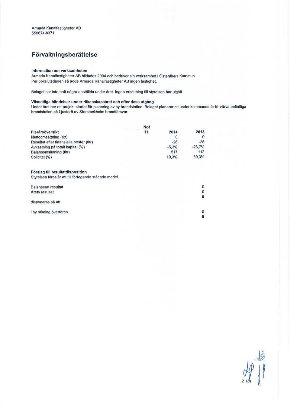 Väsentliga händelser under räkenskapsåret ch efter dess utgång Under året har ett prjekt startat för planering av ny brandstatin.