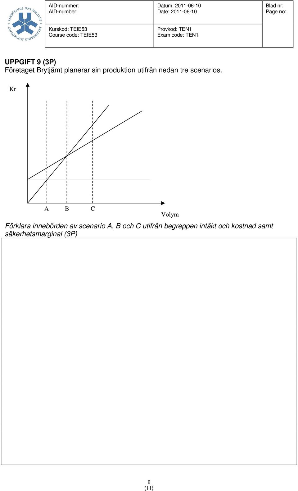 Kr A B C Volym Förklara innebörden av scenario A, B