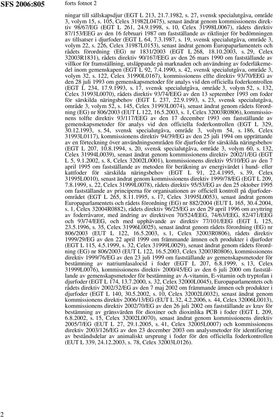 10, Celex 31998L0067), rådets direktiv 87/153/EEG av den 16 februari 1987 om fastställande av riktlinjer för bedömningen av tillsatser i djurfoder (EGT L 64, 7.3.1987, s.