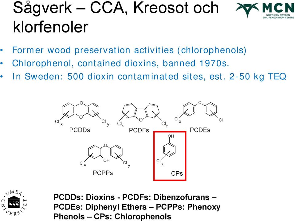 In Sweden: 500 dioxin contaminated sites, est.