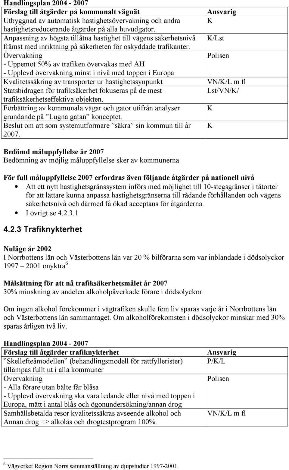 Övervakning - Uppemot 50% av trafiken övervakas med AH - Upplevd övervakning minst i nivå med toppen i Europa Kvalitetssäkring av transporter ur hastighetssynpunkt Statsbidragen för trafiksäkerhet