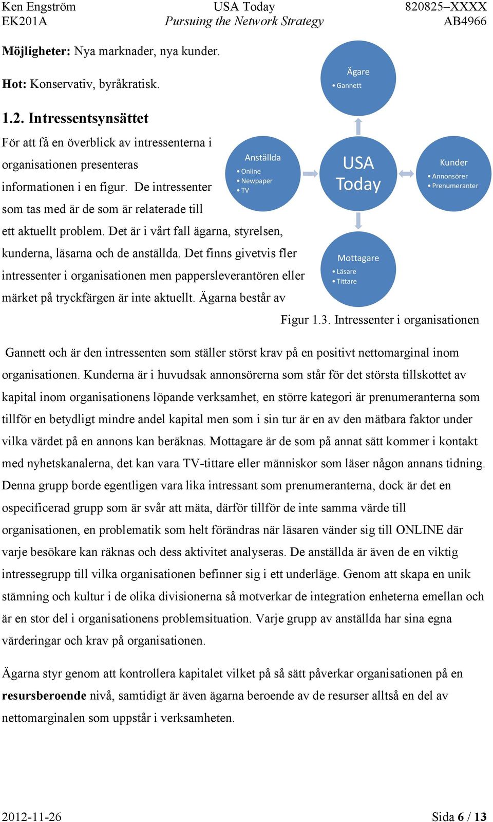 De intressenter som tas med är de som är relaterade till Anställda Online Newpaper TV ett aktuellt problem. Det är i vårt fall ägarna, styrelsen, kunderna, läsarna och de anställda.