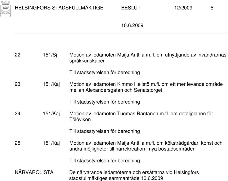 om ett mer levande område mellan Alexandersgatan och Senatstorget 24 151/Kaj Motion av ledamoten Tuomas Rantanen m.fl.