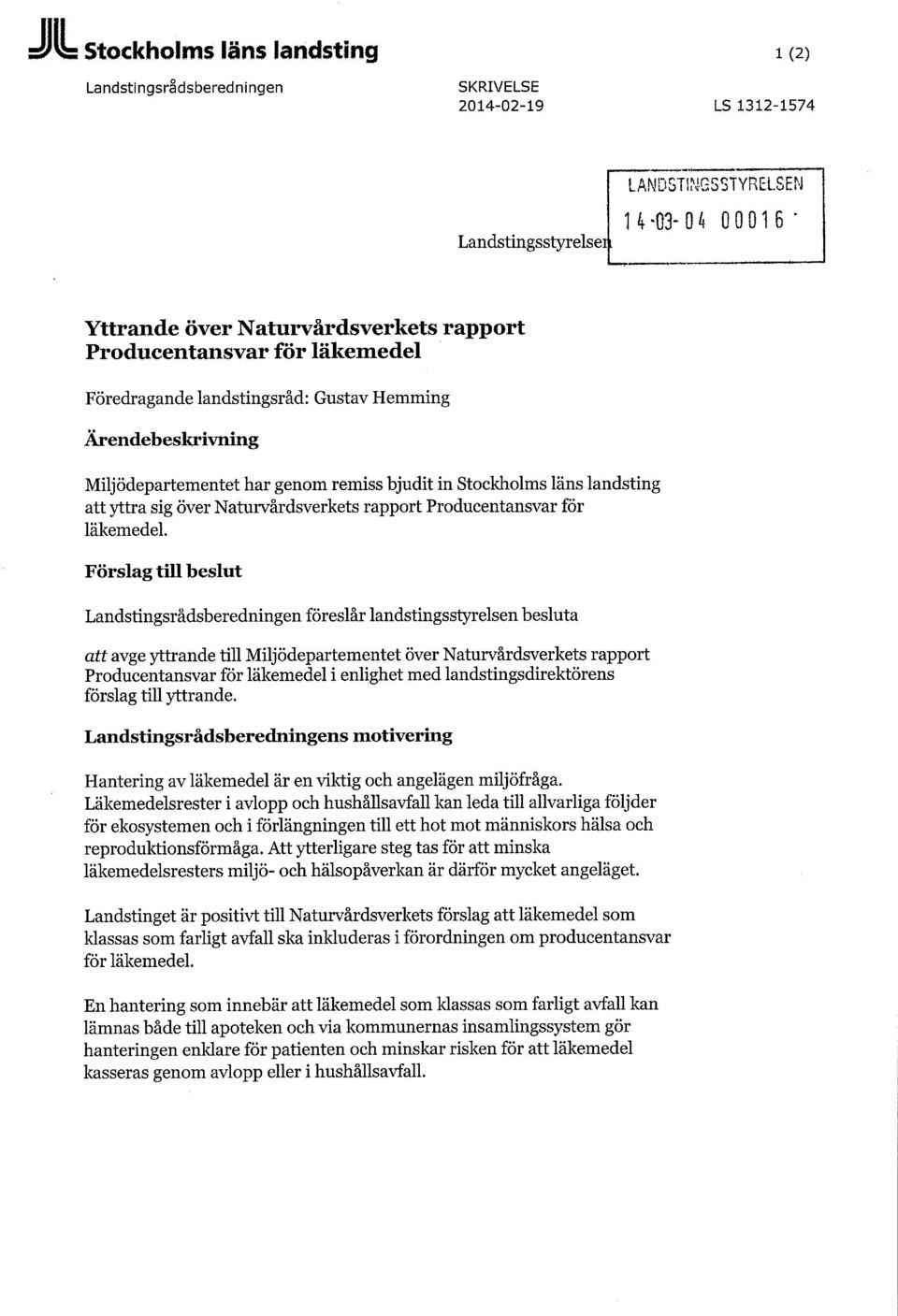 rapport Producentansvar för läkemedel.