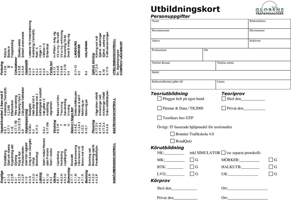 den Teorikurs hos GTP Övrigt: IT-baserade hjälpmedel för teoristudier Bonnier Trafikskola 4.