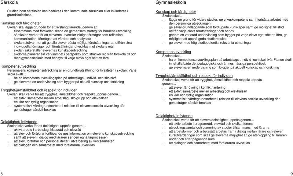 som reflektion, kommunikation, förmågan att värdera och analysera skolan strävar mot att ge alla elever bästa möjliga förutsättningar att utifrån sina individuella förmågor och förutsättningar