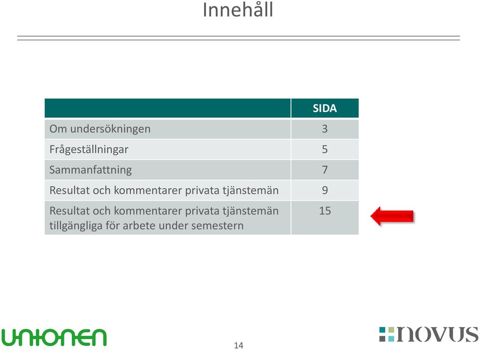 privata tjänstemän 9 Resultatoch kommentarer