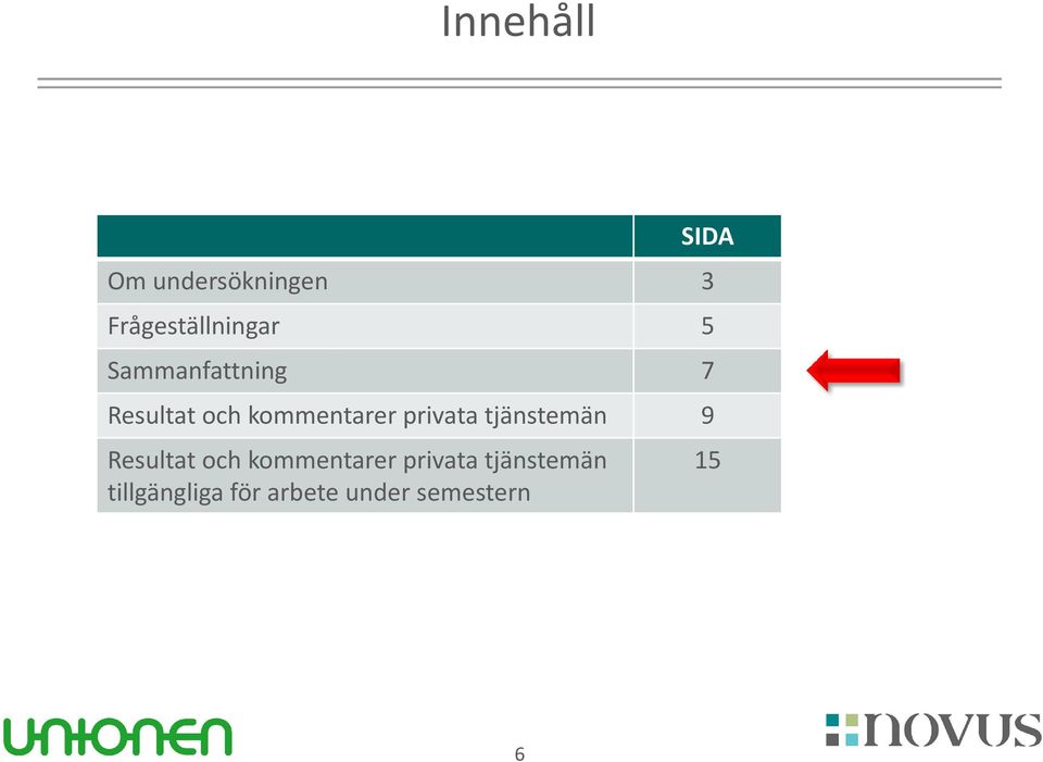 privata tjänstemän 9 Resultatoch kommentarer