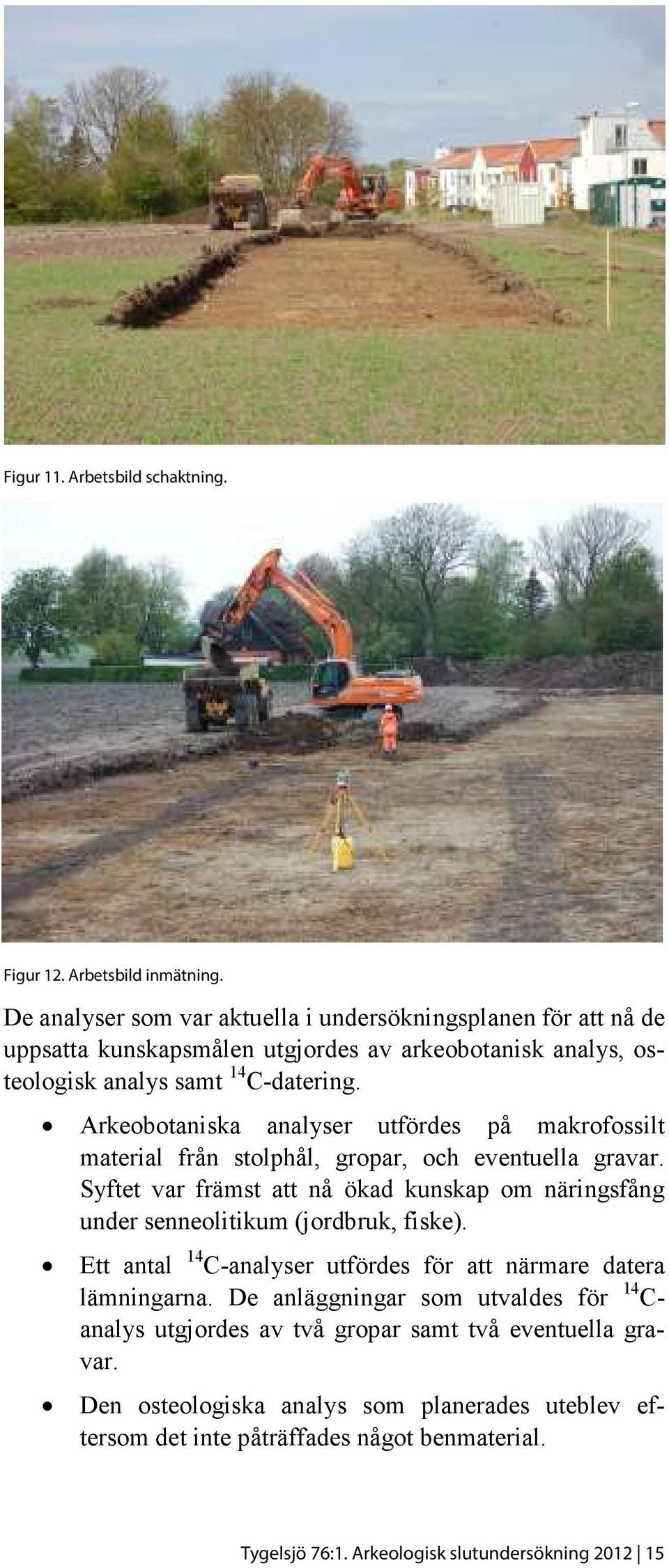 Arkeobotaniska analyser utfördes på makrofossilt material från stolphål, gropar, och eventuella gravar.