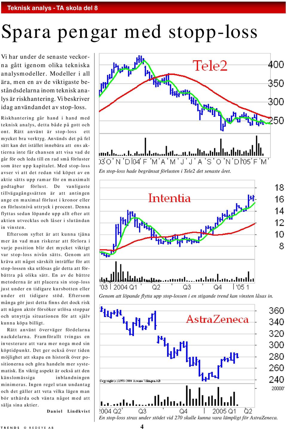 Riskhantering går hand i hand med teknisk analys, detta både på gott och ont. Rätt använt är stop-loss ett mycket bra verktyg.