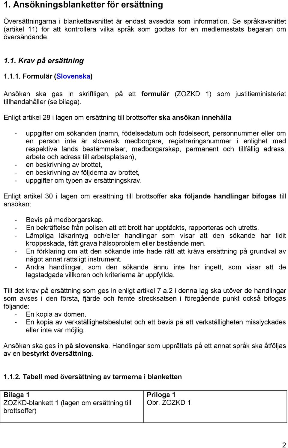 Enligt artikel 28 i lagen om ersättning till brottsoffer ska ansökan innehålla - uppgifter om sökanden (namn, födelsedatum och födelseort, personnummer eller om en person inte är slovensk medborgare,