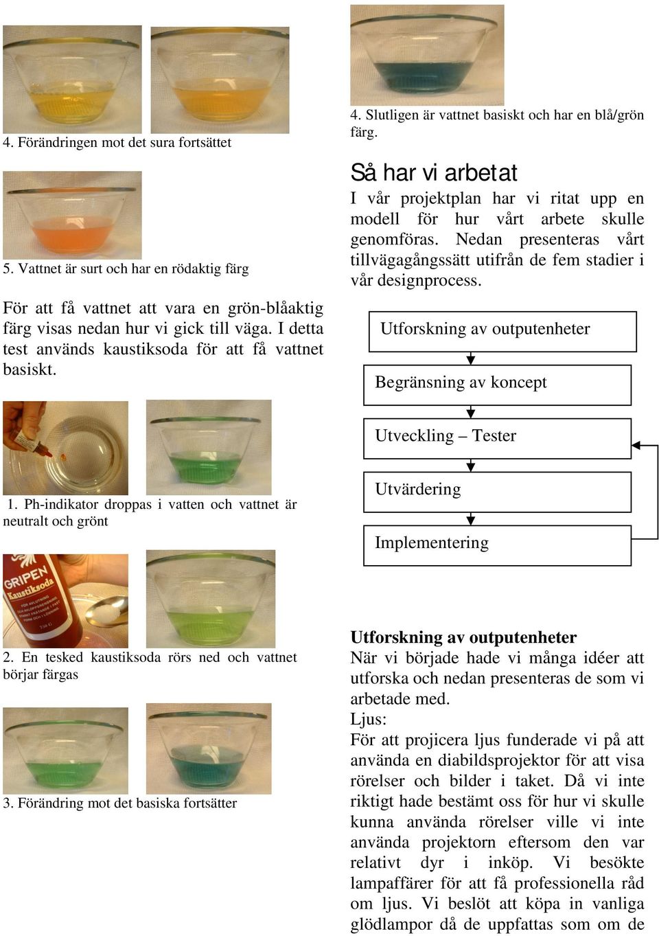 I vår projektplan har vi ritat upp en modell för hur vårt arbete skulle genomföras. Nedan presenteras vårt tillvägagångssätt utifrån de fem stadier i vår designprocess.