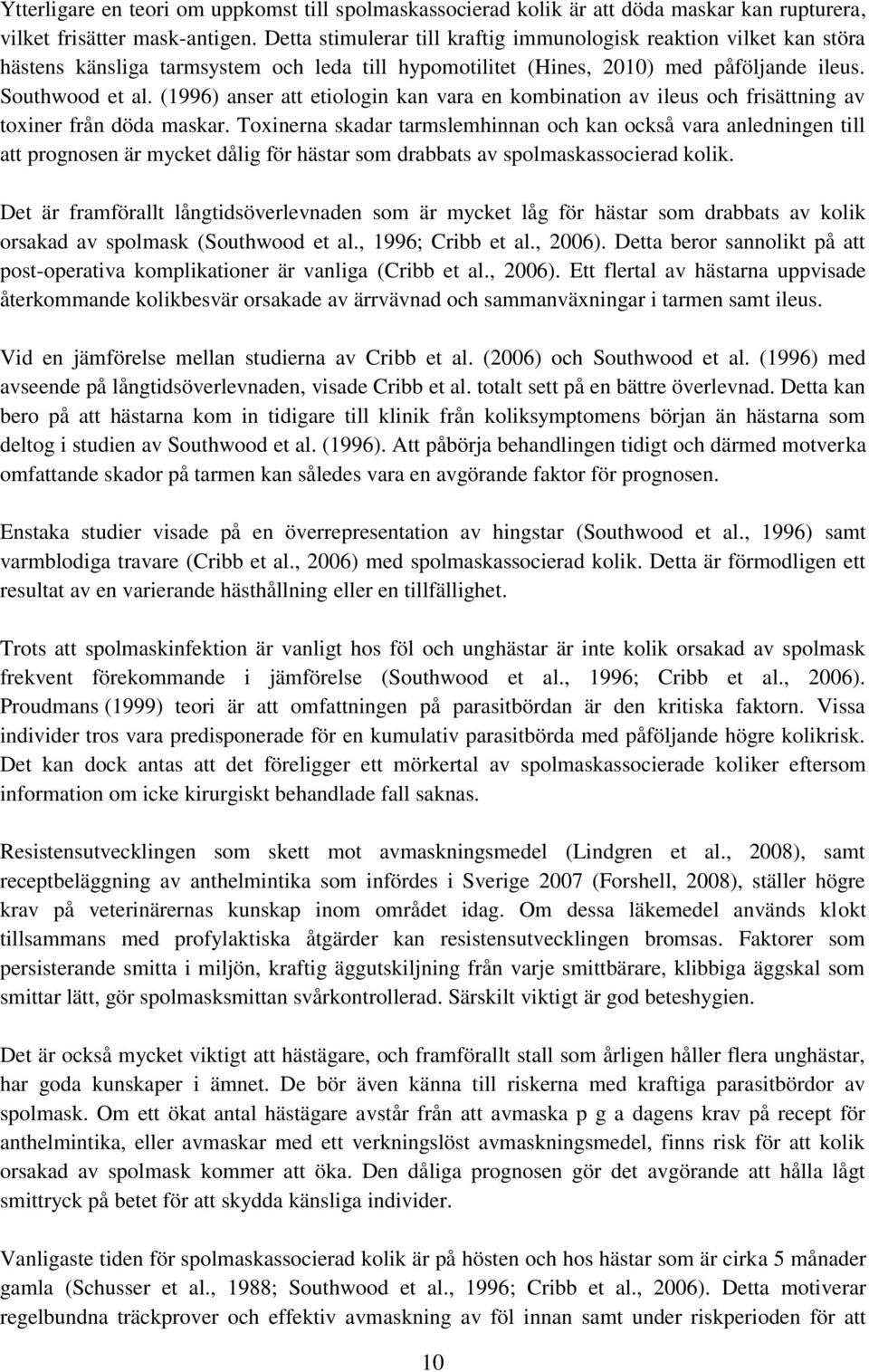 (1996) anser att etiologin kan vara en kombination av ileus och frisättning av toxiner från döda maskar.