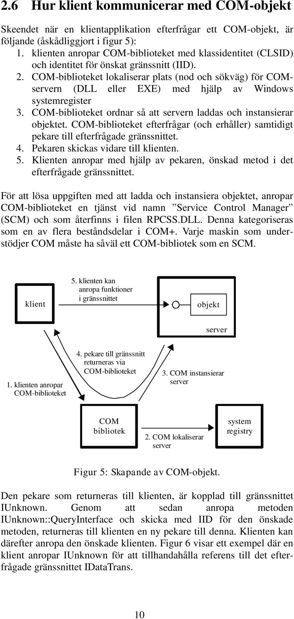 COM-biblioteket lokaliserar plats (nod och sökväg) för COMservern (DLL eller EXE) med hjälp av Windows systemregister 3. COM-biblioteket ordnar så att servern laddas och instansierar objektet.