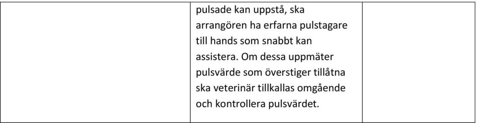 Om dessa uppmäter pulsvärde som överstiger tillåtna