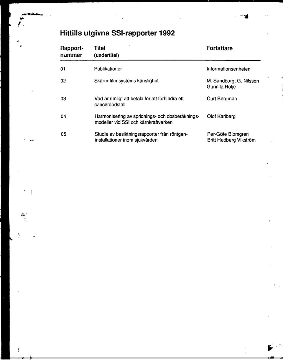 SSI och kärnkraftverken Författare Informationsenheten M. Sandborg, G.