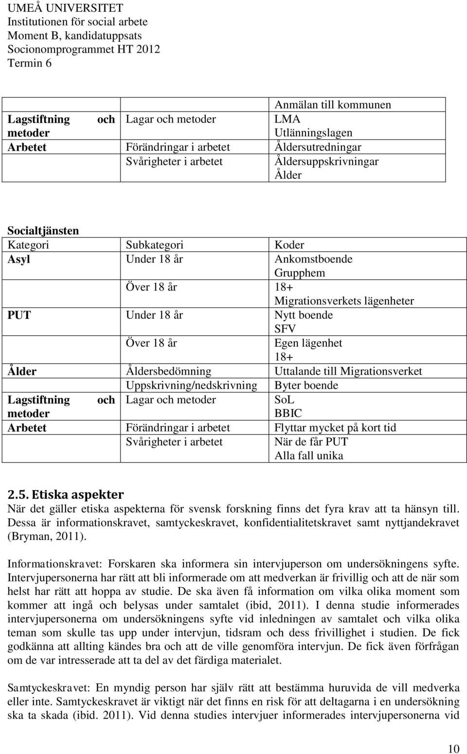 Uttalande till Migrationsverket Uppskrivning/nedskrivning Byter boende Lagstiftning och Lagar och metoder SoL metoder BBIC Arbetet Förändringar i arbetet Flyttar mycket på kort tid Svårigheter i