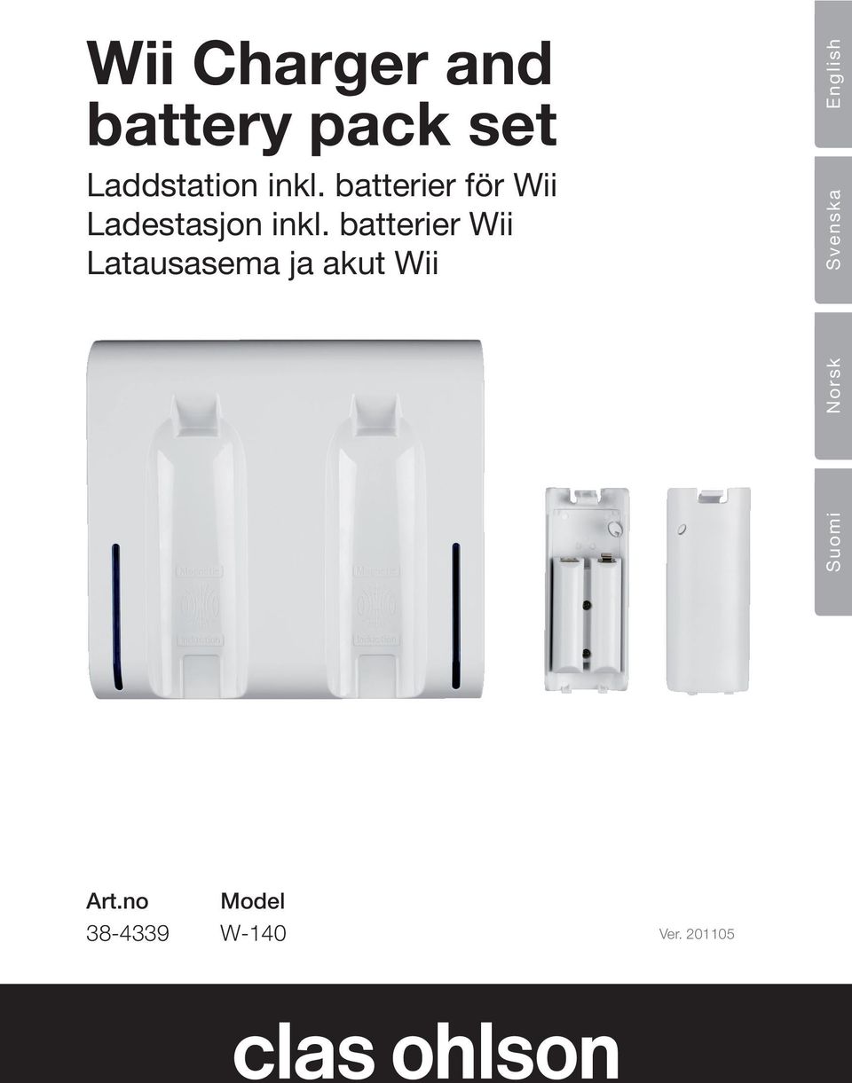 batterier Wii Latausasema ja akut Wii English