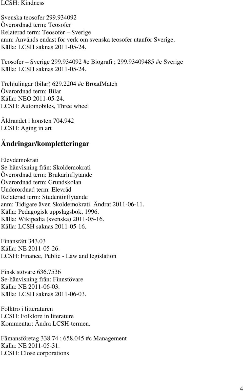 942 LCSH: Aging in art Ändringar/kompletteringar Elevdemokrati Se-hänvisning från: Skoldemokrati Överordnad term: Brukarinflytande Överordnad term: Grundskolan Underordnad term: Elevråd Relaterad