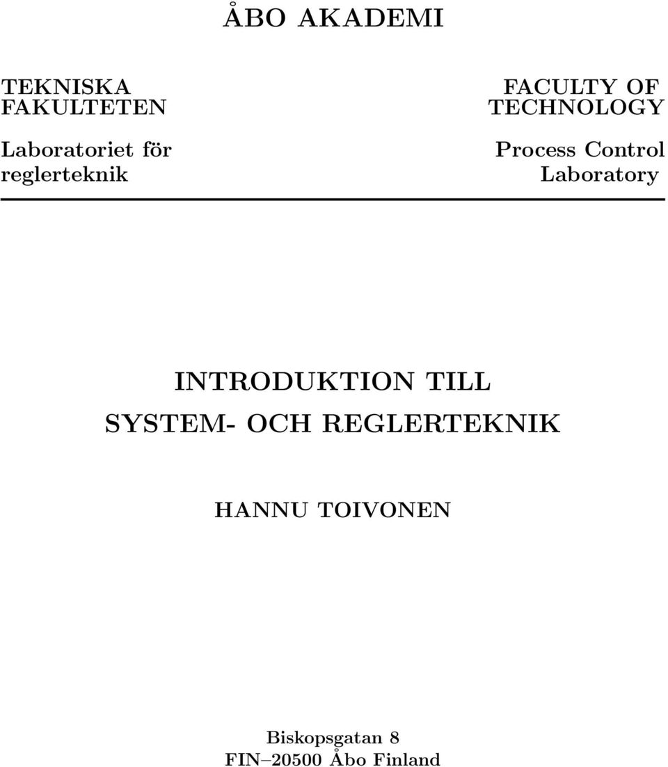 Laboratory INTRODUKTION TILL SYSTEM- OCH