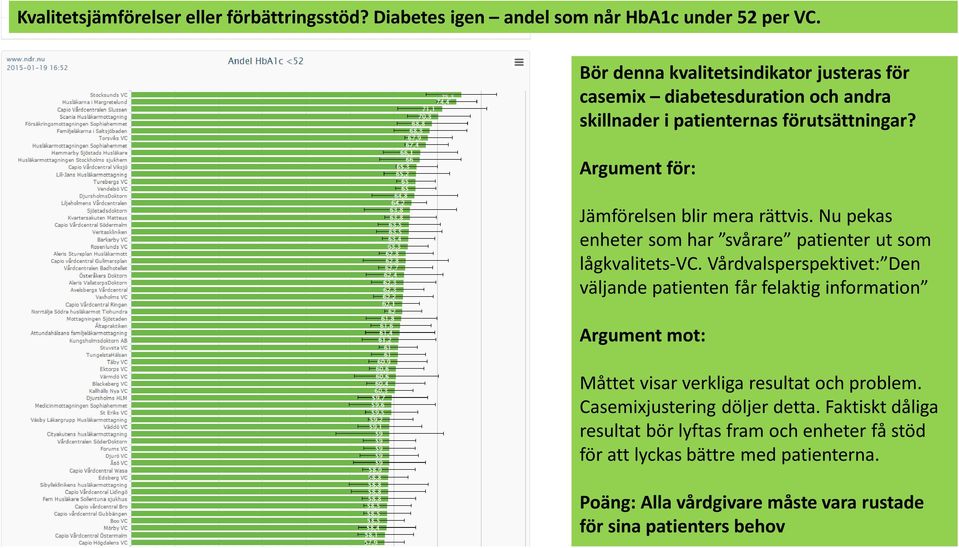 Nu pekas enheter som har svårare patienter ut som lågkvalitets-vc.