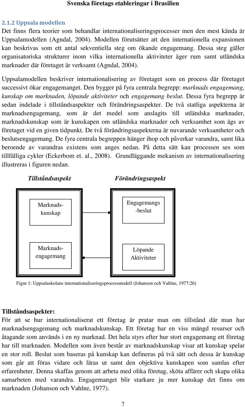 Dessa steg gäller organisatoriska strukturer inom vilka internationella aktiviteter äger rum samt utländska marknader där företaget är verksamt (Agndal, 2004).