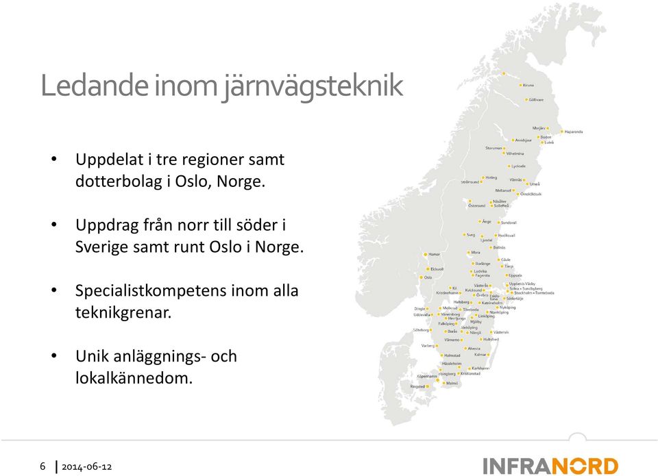 Uppdrag från norr till söder i Sverige samt runt Oslo i