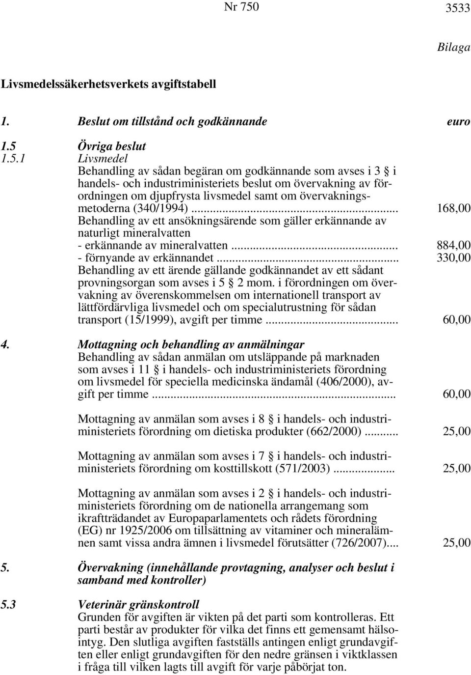 och industriministeriets beslut om övervakning av förordningen om djupfrysta livsmedel samt om övervakningsmetoderna (340/1994).