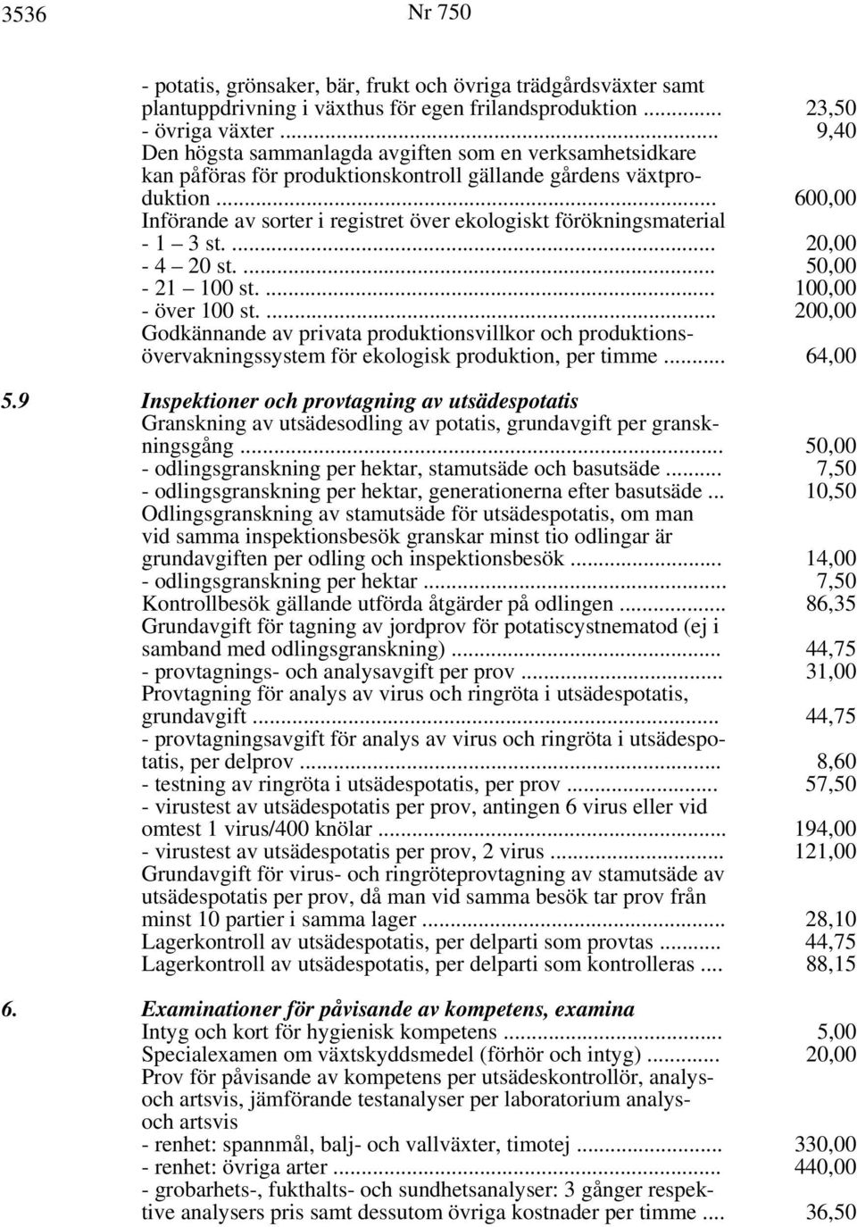 .. Införande av sorter i registret över ekologiskt förökningsmaterial - 1 3 st.... - 4 20 st.... - 21 100 st.... - över 100 st.