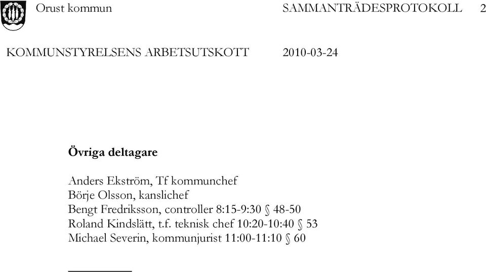 controller 8:15-9:30 48-50 Roland Kindslätt, t.f.