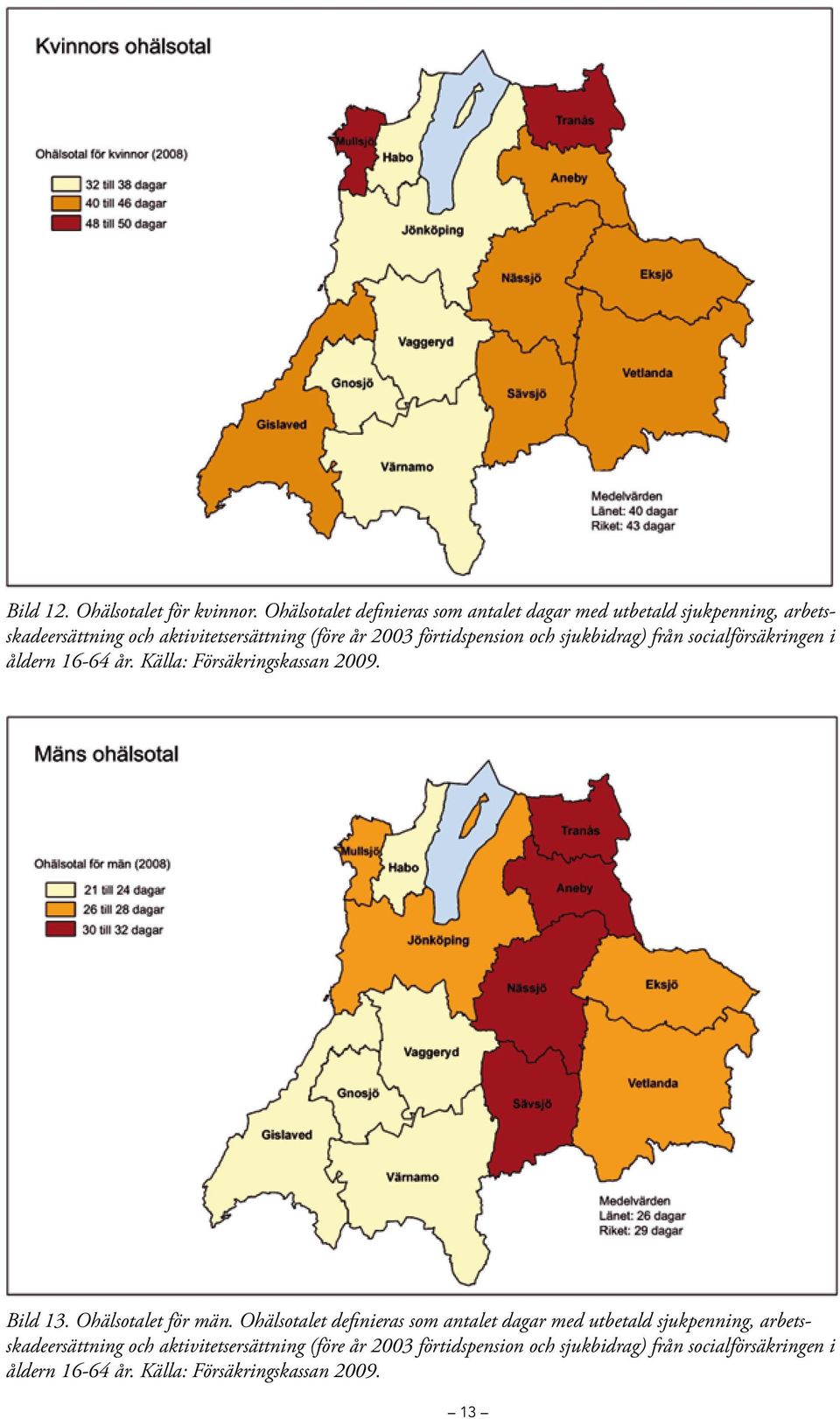 förtidspension och sjukbidrag) från socialförsäkringen i åldern 16-64 år. Källa: Försäkringskassan 2009. Bild 13.